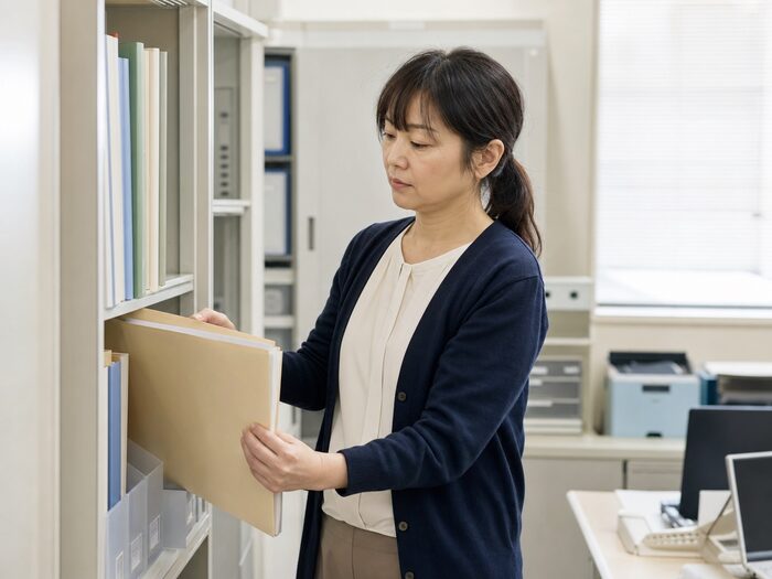 相談支援専門員が書類を管理している様子(イメージ)