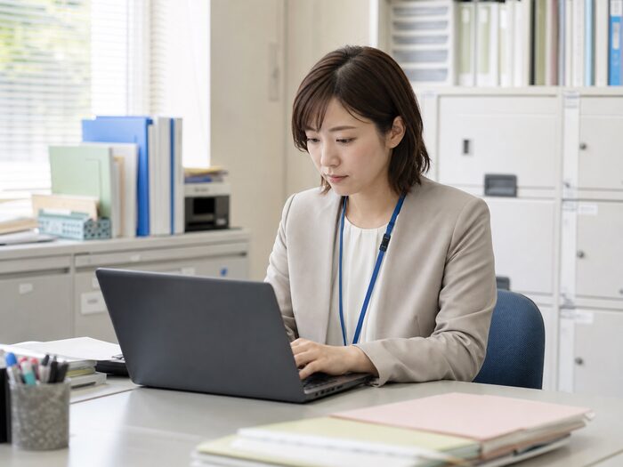 相談支援専門員がPCで作業している様子(イメージ)